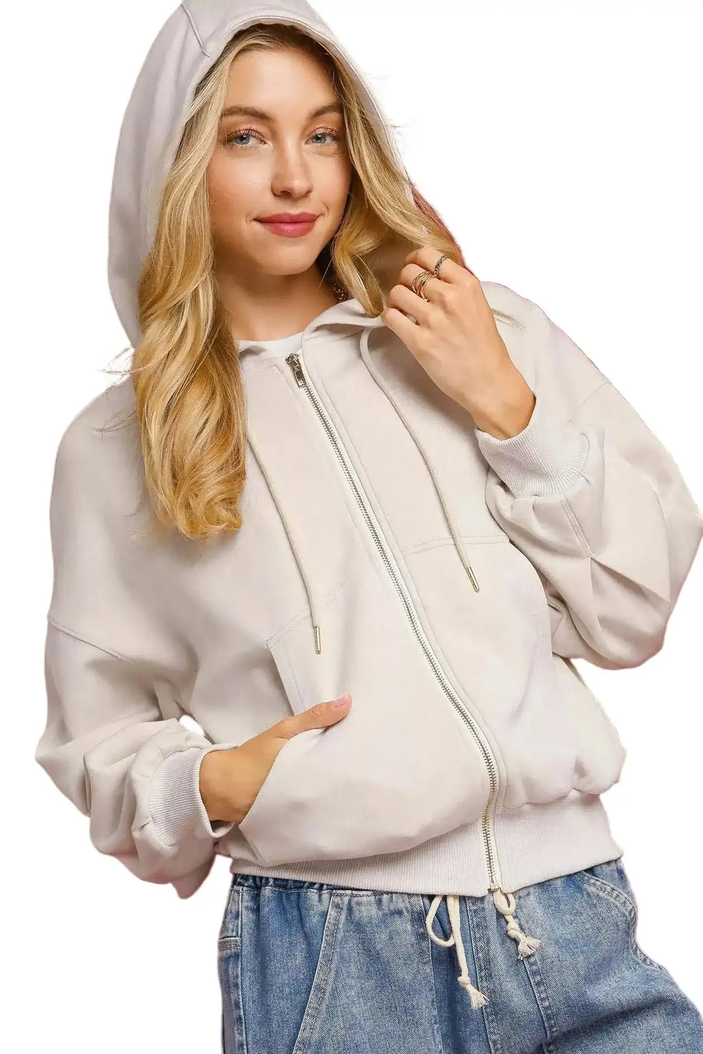 Umgee Zip-Up Fleece Hooded Jacket